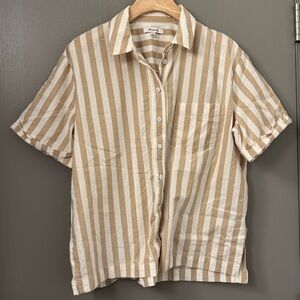 Madewell Cropped Beige Striped Shirt